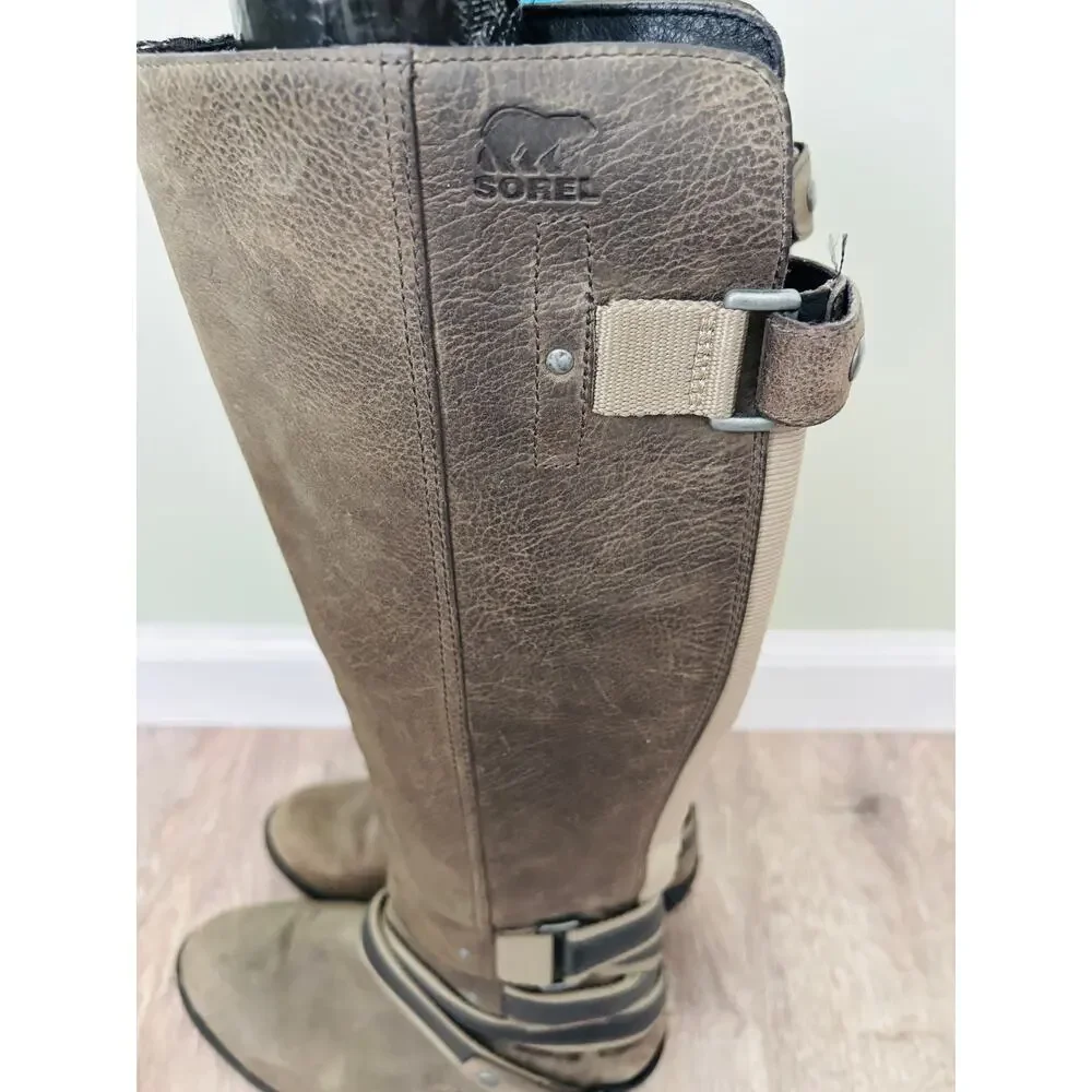 Sorel Lola Leather Tall Boots Size 7 Brown Riding Winter Boots